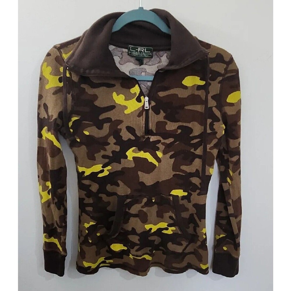 L-R-L Lauren Ralph‎ Lauren Women's Active Camo Long Sleeve Sweatshirt SZ Small
